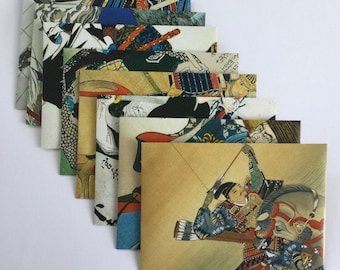 Japanese envelopes, samurai stationery, snail mail, Japanese style papers, handmade envelopes, set of 8