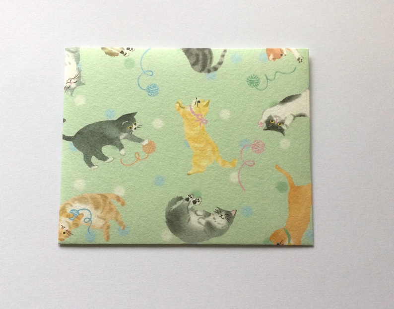 Cat / kitten envelopes, cat stationery, snail mail, happy mail, handmade small envelopes, set of 4, cute pattern, baby shower image 3