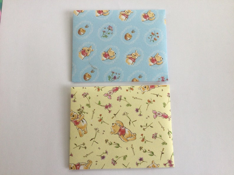 Pooh envelopes, baby shower envelope set, animal snail mail, planner accessories, stationery, gift idea, set of 5 image 3