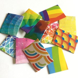 Mini sobres arco iris - carta de hadas de los dientes, favor de la fiesta, scrapbooking, nota de amor, baby shower, nota de la caja del almuerzo, favor de la boda, conjunto de 10