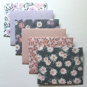 Floral envelopes, flower stationery, spring snail mail, happy mail, handmade small envelopes, set of 6