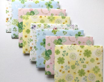 St Patrick’s envelopes, clover patterned envelope, snail mail, letter writing, stationery, pen pal, set of 8