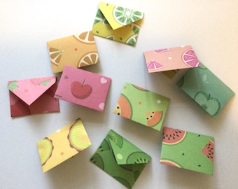 Fruit Mini Envelopes: Tiny Cards, Lunch Notes - Set of 10