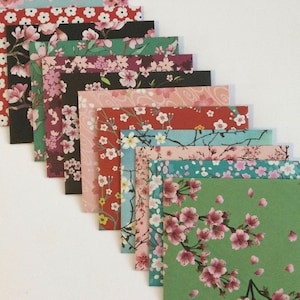 Cherry blossom envelopes, japanese stationery, snail mail, happy mail, handmade small envelopes, set of 12, floral pattern