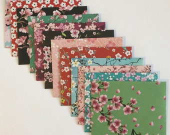 Cherry Blossom Envelopes: Japanese Floral Stationery, Set of 12