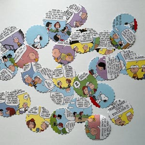 Snoopy-ponsen, tafelverstrooiing, hergebruikte confetti met geschulpte rand, papieren feestdecor, set van 30