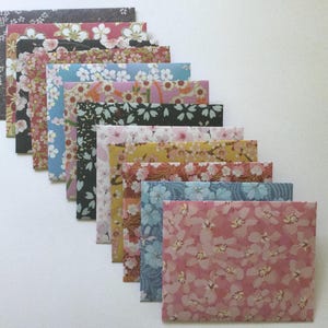 Cherry blossom envelopes, pink japanese stationery, snail mail, happy mail, handmade small envelopes, set of 12, floral pattern