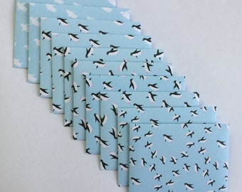 Penguin envelopes, animal stationery, cute envelopes, bright patterned envelopes, snail mail, penpal, set of 10