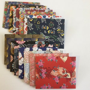 Japanese pattern envelopes, asian style stationery, snail mail, happy mail, handmade small envelopes, set of 16