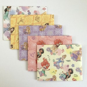 Princess envelopes, baby shower envelope set, girl snail mail, planner accessories, stationery, gift idea, set of 5