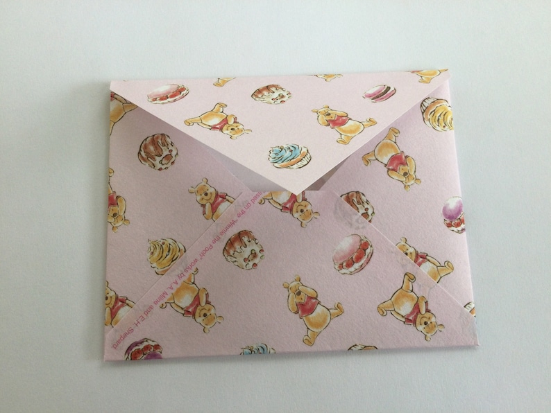 Pooh envelopes, baby shower envelope set, animal snail mail, planner accessories, stationery, gift idea, set of 5 image 5