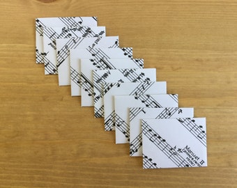 Tiny envelopes and cards, music sheets, mini music note envelopes, ephemera, stationery, snail mail, handmade small envelopes, set of 8
