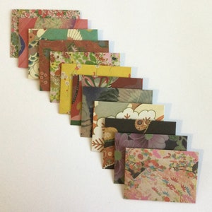 Japanese envelopes, mini cards, mini envelopes, japanese stationery, snail mail japanese style, handmade small envelopes, set of 12, spring