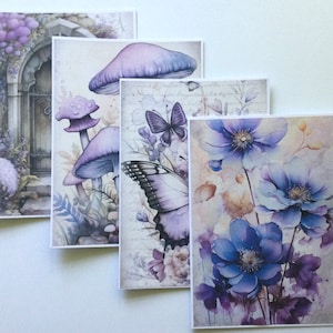 Pretty cards, flower card set, floral gift cards, thank you cards, greeting cards, any occasion, birthday cards, note cards, set of 4
