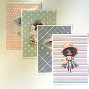 Ensemble de cartes faites main pour jolies filles bohèmes, cartes-cadeaux uniques, cartes d'anniversaire, cartes vierges, toutes les occasions, courrier heureux, prêt à être expédié