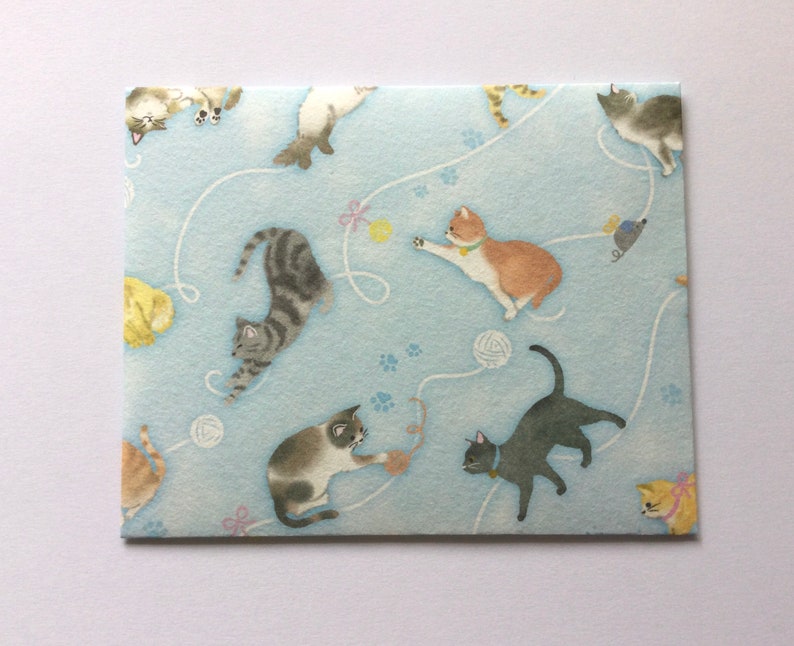 Cat / kitten envelopes, cat stationery, snail mail, happy mail, handmade small envelopes, set of 4, cute pattern, baby shower image 5