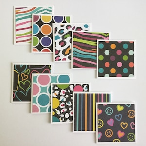Mini cards, rainbow gift cards, funky greeting cards, thank you cards, note cards, any occasion, set of 10