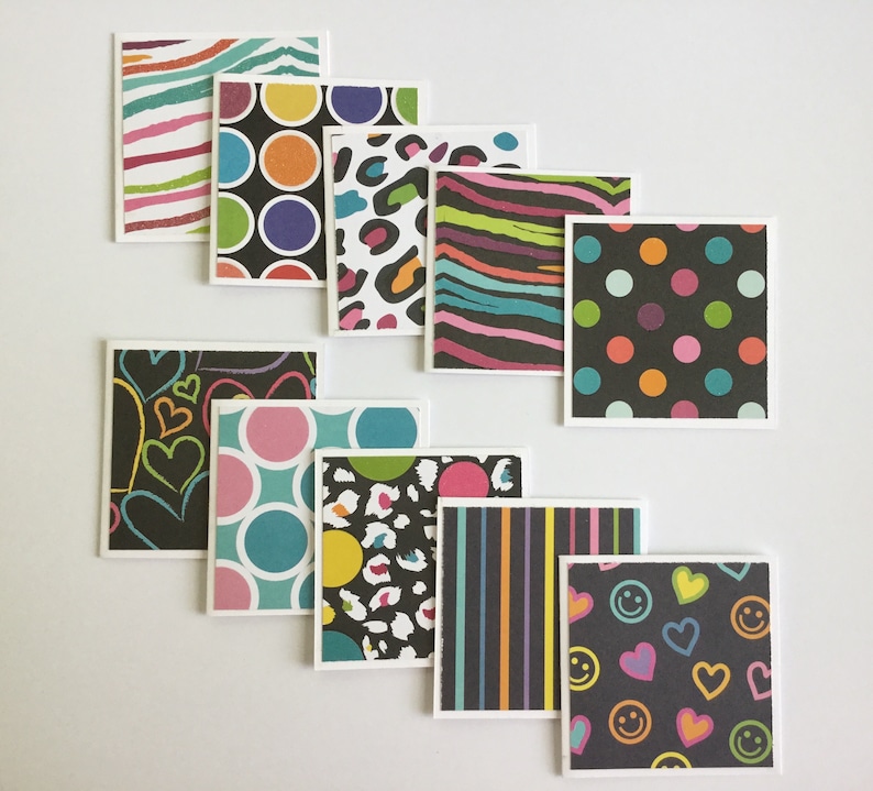 set of 10 thank you cards Mini cards any occasion rainbow gift cards funky greeting cards note cards