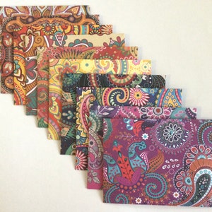 Paisley small envelopes and cards, flower stationery, snail mail, happy mail, handmade, set of 12