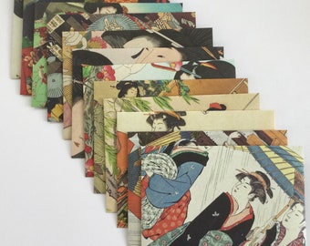 Japanese envelopes, geisha stationery, snail mail, floating world Japanese style, handmade envelopes, set of 12