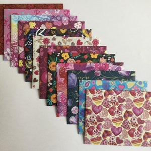 Heart envelopes and cards, pink stationery, snail mail, love notes, happy mail, handmade envelopes, set of 12