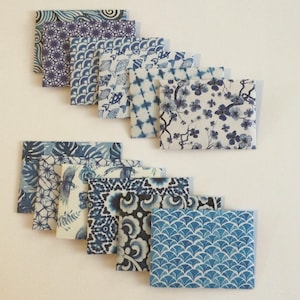 Mini envelopes with cards, blue and white envelopes, mini stationery, journal supply, snail mail, tooth fairy, set of 12