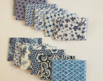 Mini Blue & White Origami Envelopes: Snail Mail Stationery, Set of 12