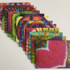 Tye die envelopes, rainbow stationery, snail mail, happy mail, handmade small envelopes, set of 12, bright pattern