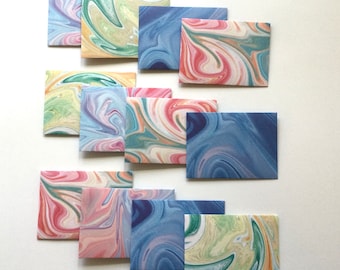 Marble envelopes, mini cards and envelopes, colourful stationery, snail mail, handmade small envelopes, set of 12, spring