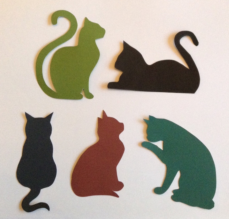 5 Cat cut outs cat shapes cat cardboard black pattern | Etsy