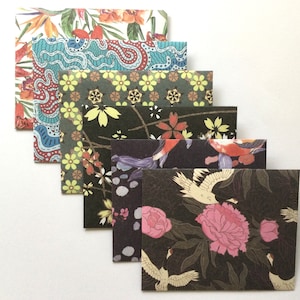 Oriental envelopes, japanese stationery, spring snail mail, happy mail, handmade small envelopes, set of 6