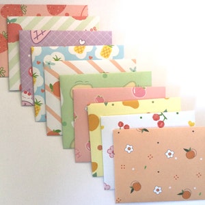 Mixed Fruit envelopes, colourful, patterned stationery, snail mail, handmade small envelopes, set of 10, patterned, summer vibes
