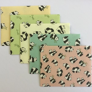 Envelopes panda, artigos de papelaria panda, correio tradicional, correio feliz, pequenos envelopes feitos à mão, conjunto de 5, padrão fofo