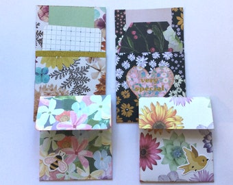 Journal pockets and envelope set, floral journal insert, journal ephemera, snail mail, scrapbooking, craft, set of 4