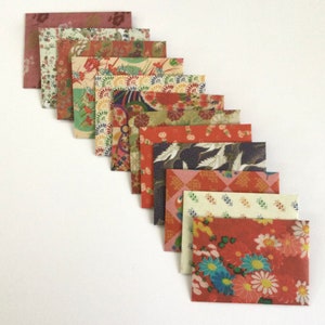 Japanese envelopes, mini cards, mini envelopes, japanese stationery, snail mail japanese style, handmade small envelopes, set of 12, spring