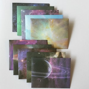 Space envelopes, small cosmic planet stationery, astronomy snail mail, galaxy happy mail, handmade small envelopes, set of 10