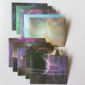 Space envelopes, small cosmic planet stationery, astronomy snail mail, galaxy happy mail, handmade small envelopes, set of 10