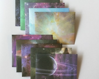 Handmade Space Envelopes: Cosmic Planet Stationery, Set of 10