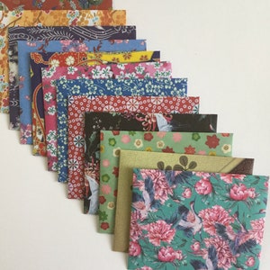 Japanese envelopes, japanese stationery, spring snail mail, happy mail, handmade small envelopes, set of 12, kimino pattern