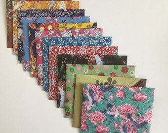 Japanese envelopes, japanese stationery, spring snail mail, happy mail, handmade small envelopes, set of 12, kimino pattern