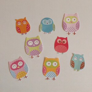 Mini-Eulen, Papiervögel, Verzierungsausschnitte, niedliche Eulen, Scrapbooking, Kartenherstellung, Journaling, Handschnitt, Babyparty