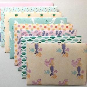 Sobres hechos a mano para correo postal C6, Beach Summer, papelería estampada, amigo por correspondencia, accesorios de agenda, colorido, idea de regalo, juego de 8