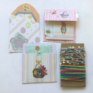 Diario di Pasqua / tasche per biblioteca - set di 3 con campioni di lana ed effimeri, forniture per diario di Pasqua, posta ordinaria