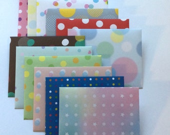 Spot / dot envelopes, bright circle stationery, fun envelopes, snail mail, penpal, set of 12