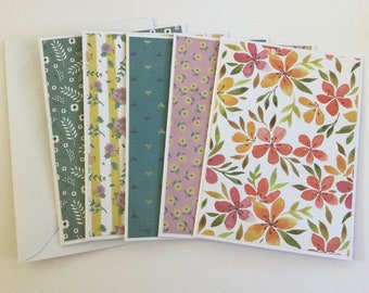 Flower cards, spring cards, greeting cards, any occasion, floral cards, birthday cards, pretty stationery, gift cards, note card, set of 5