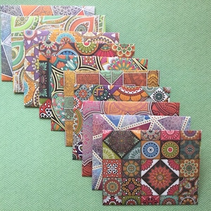 Bohemian envelopes, small boho stationery, bright snail mail, fun happy mail, handmade small envelopes, set of 10