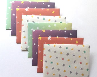 Star envelopes, bright stationery, fun envelopes, snail mail, penpal, set of 8