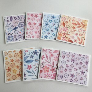 Spring cards, Flower cards, Floral pastel cards, watercolour mini card set, gift cards, thank you cards, note cards, mini notes, set of 8 image 4