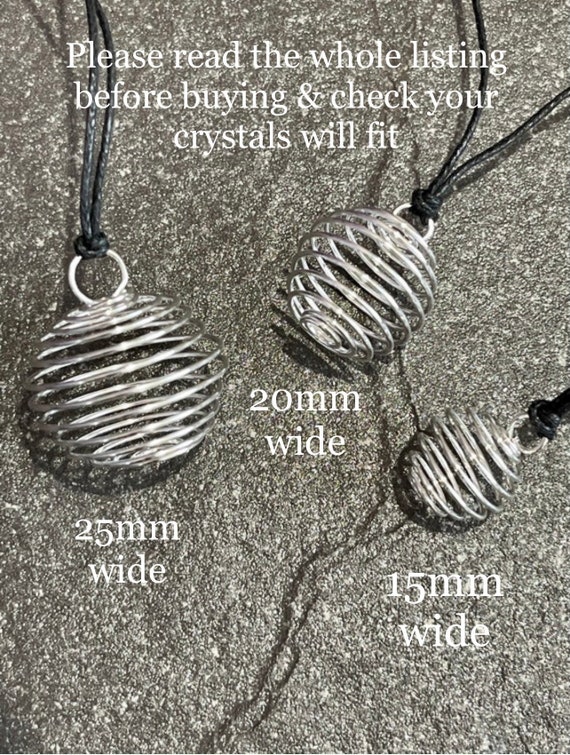 Empty Silver Plated Spiral Cage Pendant Necklace 15mm 20mm or 25mm Bulk  Quantity 1 3 or 5 Tumble Stone Crystal Holder Gemstone Pendulum 