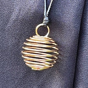 Gold Coloured Spiral Cage Crystal Holder Pendant Necklace - 20mm Cage Size - Tumble Stones Crystals Pendulum